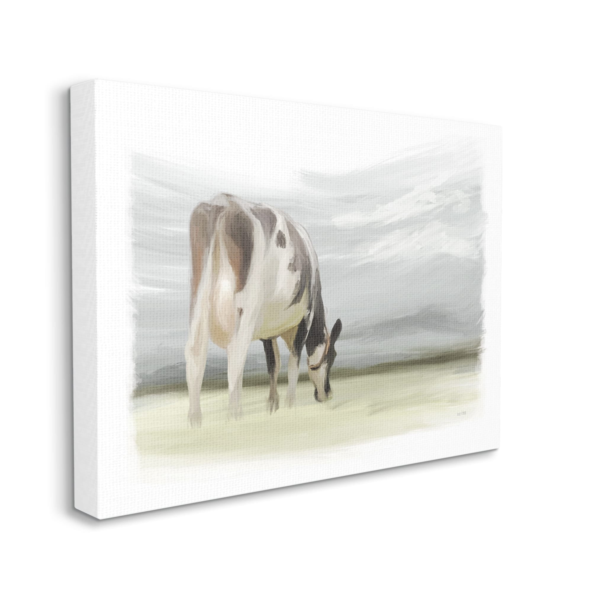 Stupell Farmhouse Cow Grazing Pasture Animals & Insects Painting Gallery Wrapped Canvas Print Wall Art