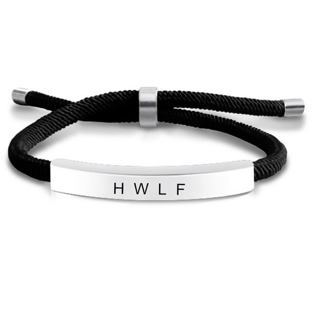WWJD HWLF Bracelet for Him Her Stainless Steel Adjusted Cord What Would