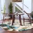 thumbnail image 3 of Round Area Rug 8 Ft, Teal Tulip Butterfly Washable Non-Slip Circle Carpet for Living Room/Bedroom, Turquoise Floral Farmhouse Beige Collection Low-Profile Large Area Rugs for Indoor, 3 of 8