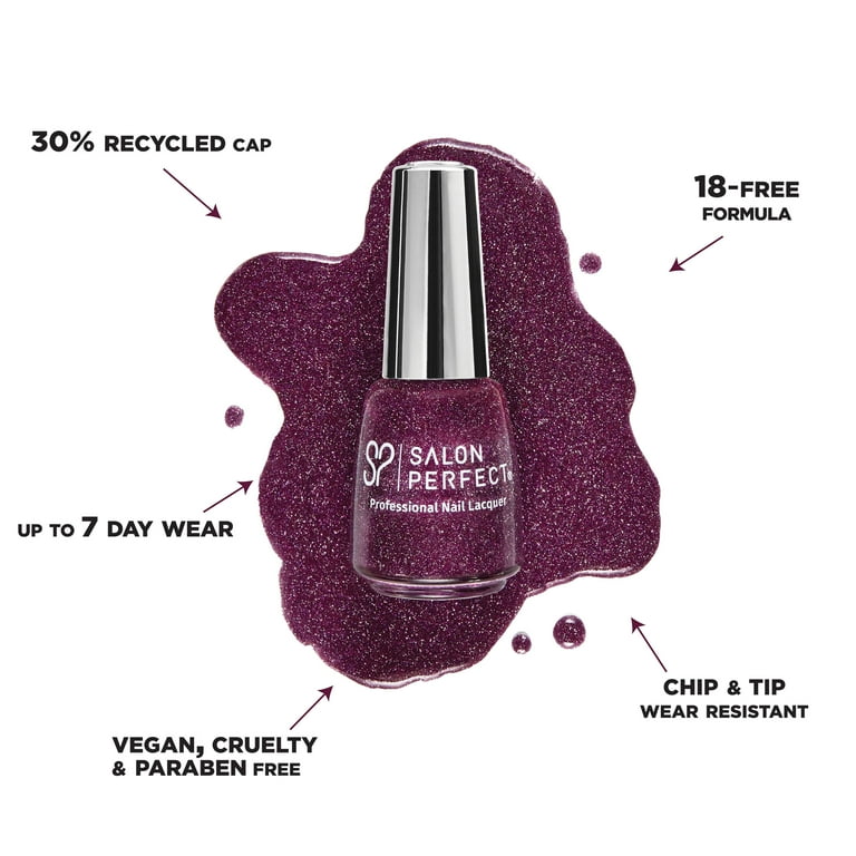 Salon Perfect Flash Nail Polish, 376 Shine & Dandy, Purple Glitter
