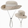 thumbnail image 6 of HCNTES Kids Wide Brims Sun Hat UPF50 Sun Protective Adjustable Cord Fisherman Hat for Children Unisex Outdoor Beach Hiking (Beige,One Size), 6 of 8