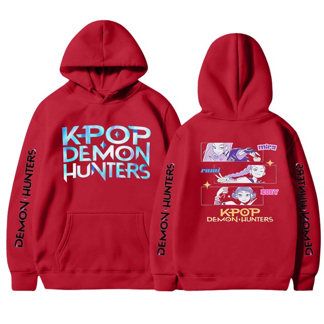 Pop cazadora para niña Demo-n Hunters Unisex Fashion Hooded Sweatshirt Streetwear Soft Comfortable Long Sleeve Hoodie for Daily Wear Spring Fall Winter (Red)
