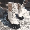 thumbnail image 3 of Women's Winter Boots Waterproof Warm Faux Fur Lined Ladies Snow Boots Fashion Mid Carf Leather Duck Boots Lace Up Insulated, 3 of 5