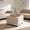 Beige, variant on CoVibrant 3-in-1 Foldable Ottoman Bed with Wood Tray, Linen Upholstered Multi-Purpose Convertible Ottoman for Living Room, Bedroom
