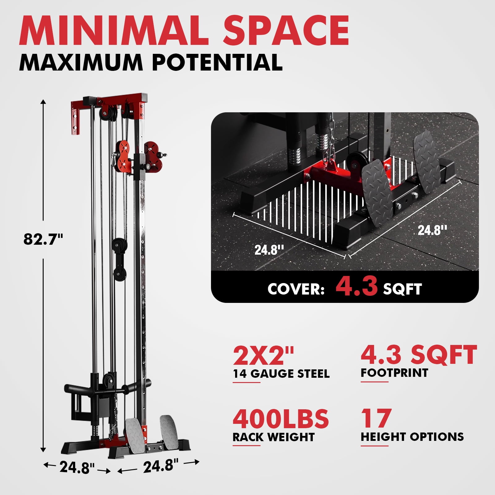 Mikolo Cable Crossover Machine, Lat Pull Down Machine, Wall Mounted Pulley Tower functional trainer with Adjustable 26 Positions Dual Pulley System, Lat Pulldown Cable Training for Home Gym Fitness