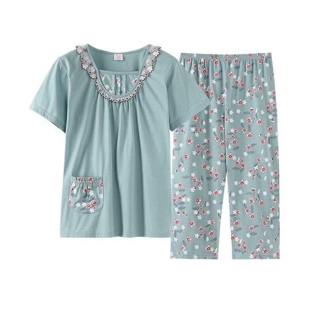 REDHOTYPE Ensemble de Pyjama à Imprimé Mode Femmes 100 % Coton Décontracté Maison Pyjamas Grande Taille Cool Manches Courtes M-TTTG Tenue d'Intérieur