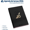 thumbnail image 2 of Agenda 2026 Bluelander con Pestañas, Pasta PU, Negro, 2 of 5