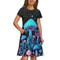 thumbnail image 4 of Uourmeti Mushrooms Short Sleeve Dresses for Toddler Girls Summer Soft Swing Dress Lightweight Loose Round Neck Midi Dresses with Pockets, 4 of 6