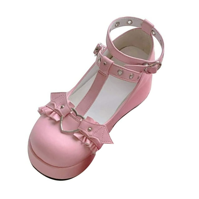 CEHVOM Chaussures pour Femmes Nœud Mignon Bout Rond Cheville Plateforme Escarpins Chaussures Richelieus