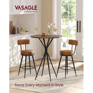 Bar Table, 41.3 Inch Round Cocktail High Top Table with X-Shaped Metal Frame, Modern Pub Table for Kitchen Home Bar, Walnut & Black