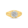 thumbnail image 2 of 10kt Yellow Gold Mens Round Diamond Matte Flower Cluster Ring .02 Cttw, 2 of 4