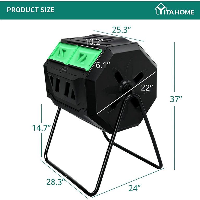 Dextrus Large Outdoor Compost Bin, 80 Gallon (300L) Composter Box with  Snap-on Top Lid and Aeration System, Lightweight Garden Compost Barrel  Tumbler, Easy Assembly, BPA Free 