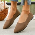 thumbnail image 2 of Rokment Womens Dress Shoes Ballet Flat for Ladies Business Office Work Spring Fall Knit Casual Pointed Toe Dressy Low Heels Comfortable Solid Walking Loafers Brown Size 9, 2 of 6