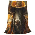 thumbnail image 2 of Fotbe Sunflower Cowboy Hat Cow Manta de Franela Acolchonada con Estampado, Súper Suave y Esponjosa, Extra Grande para Sofá, Cama, Uso Todo el Año-40"x30", 2 of 7
