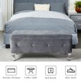 thumbnail image 6 of Storage Ottoman Bench, Upholstered Entryway Bench with Crystal Buttons and Silver Metal Legs, Large Storage Bench for End of Bed, Living Room, Bedroom, Entryway, Gray, 6 of 8