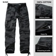thumbnail image 3 of Men's Relaxed Fit Cargo Pants,Cotton Camo Work Pants with 6 Pockets,Durable Outdoor Utility Hiking Pants,No Belt, 3 of 6