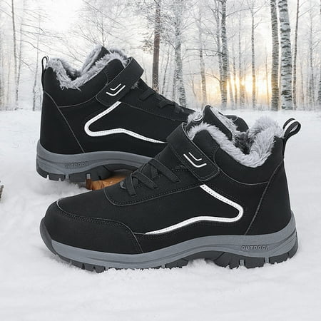 

wofedyo snow boots for men Fashion Couples Men Winter Flat Hook Loop Keep Warm Snow Boots Comfortable Short Boots Sport Shoes boots for men
