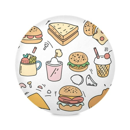 

Round Plate Mat 15.4x15.4 Inchesx4 Placemat Table Mat Kitchen Mat Coffee Mat Fabric Thick Strong Wear-Resistant Heat Resistance Hamburger Fried Chicken