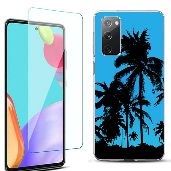 Slim-Fit Protective Phone Case for Samsung Galaxy S20 FE 5G Fan Edition, with Tempered Glass Screen Protector, by OneToughShield ® - Tropical Summer