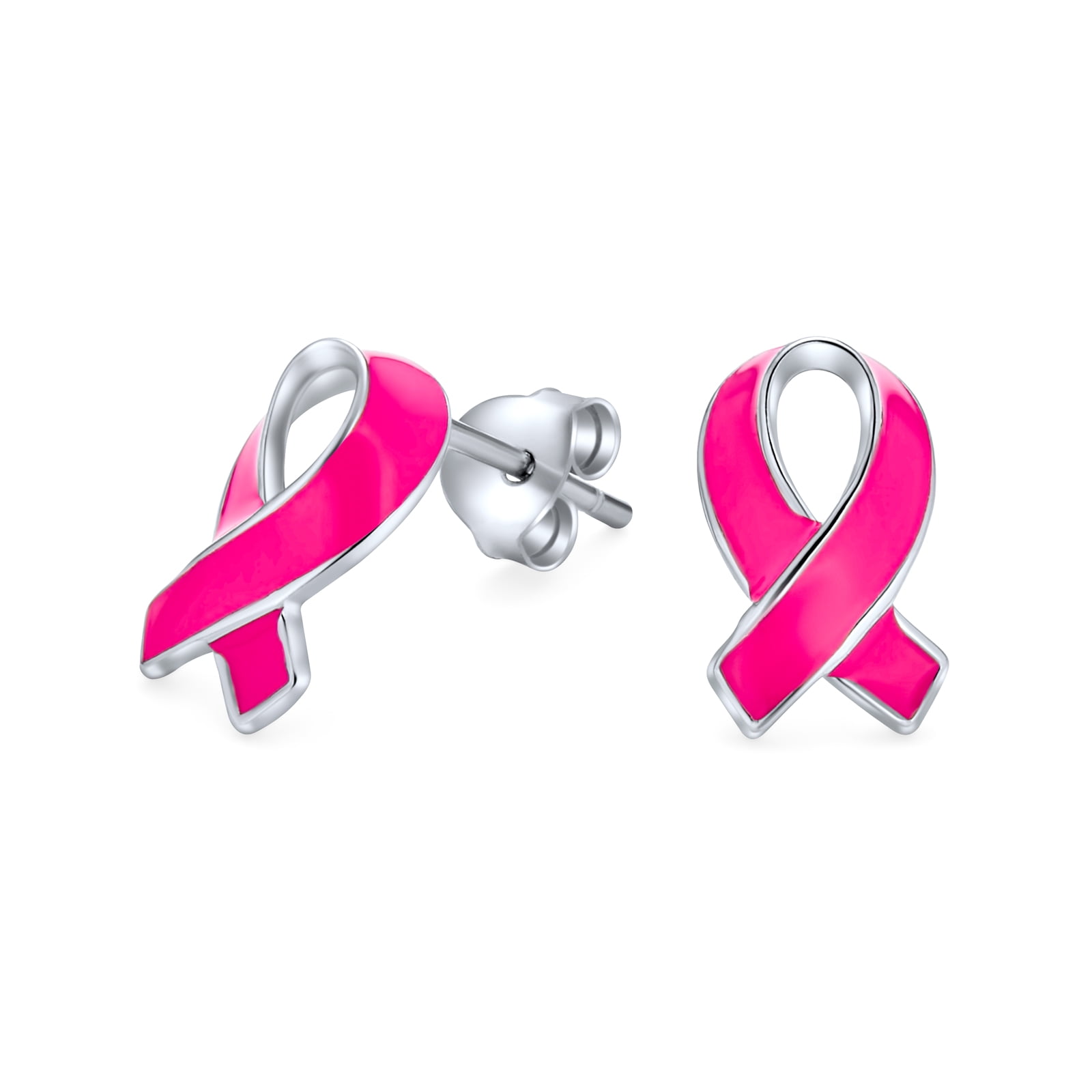 Breast Cancer Awareness Pink Ribbon Enamel Earrings with Free Shipping by Magical Fire