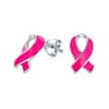 Breast Cancer Awareness Pink Support Stud Earrings Sterling Silver