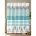thumbnail image 4 of Fsddascl Turquoise Aqua Stripes Shower Curtain Set - 36" x 78" Washable Bathtub Curtain with 12 Hooks, Modern Gradient Minimalist Lines Waterproof Fabric Stall Shower Curtains for Bathroom/Bathtub, 4 of 6