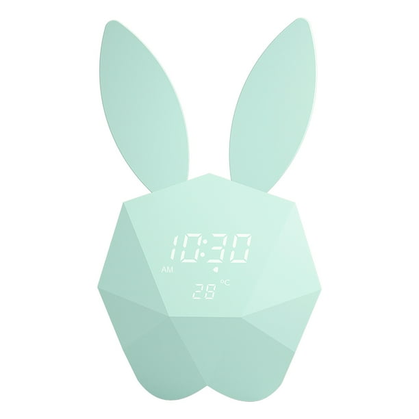 Niños Niños Portátil Fuerte Adsorción Magnética Lindo Conejo De Dibujos Animados Junto A La Cama Led Reloj Despertador Digital Electrónico Minnieouse HA018355-00
