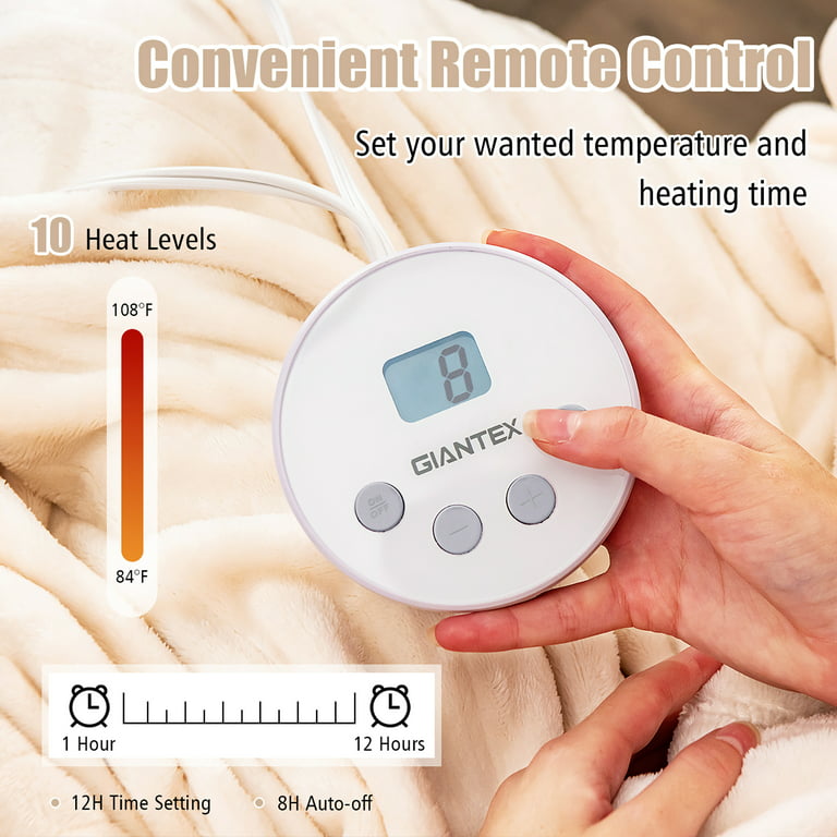 Gymax 62 in. x 84 in. Heated Electric Blanket Timer Red Twin Size