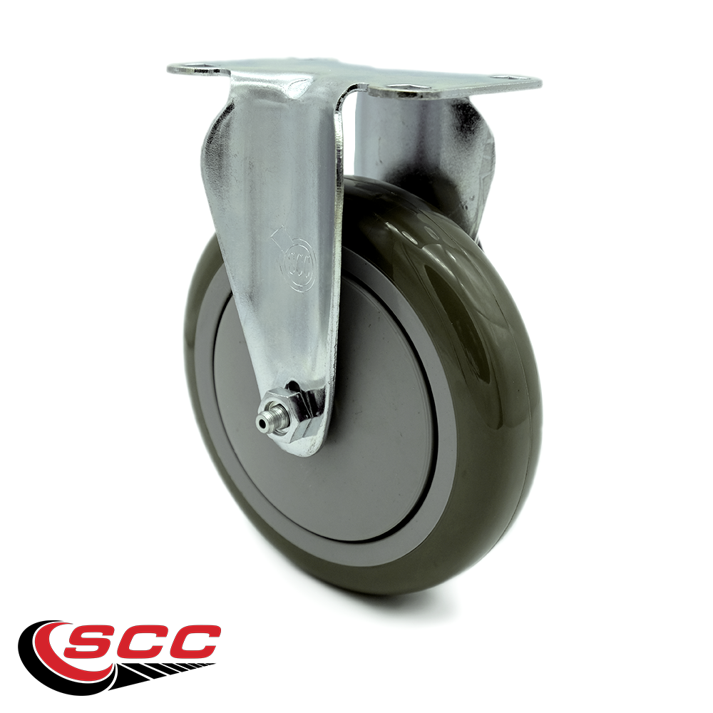 Rigid Caster with Inch Gray Polyurethane Wheel – 350 lbs. Capacity Per  Caster – Inch x 4-1/2 Inch Overall Top Plate – Service Caster Brand 