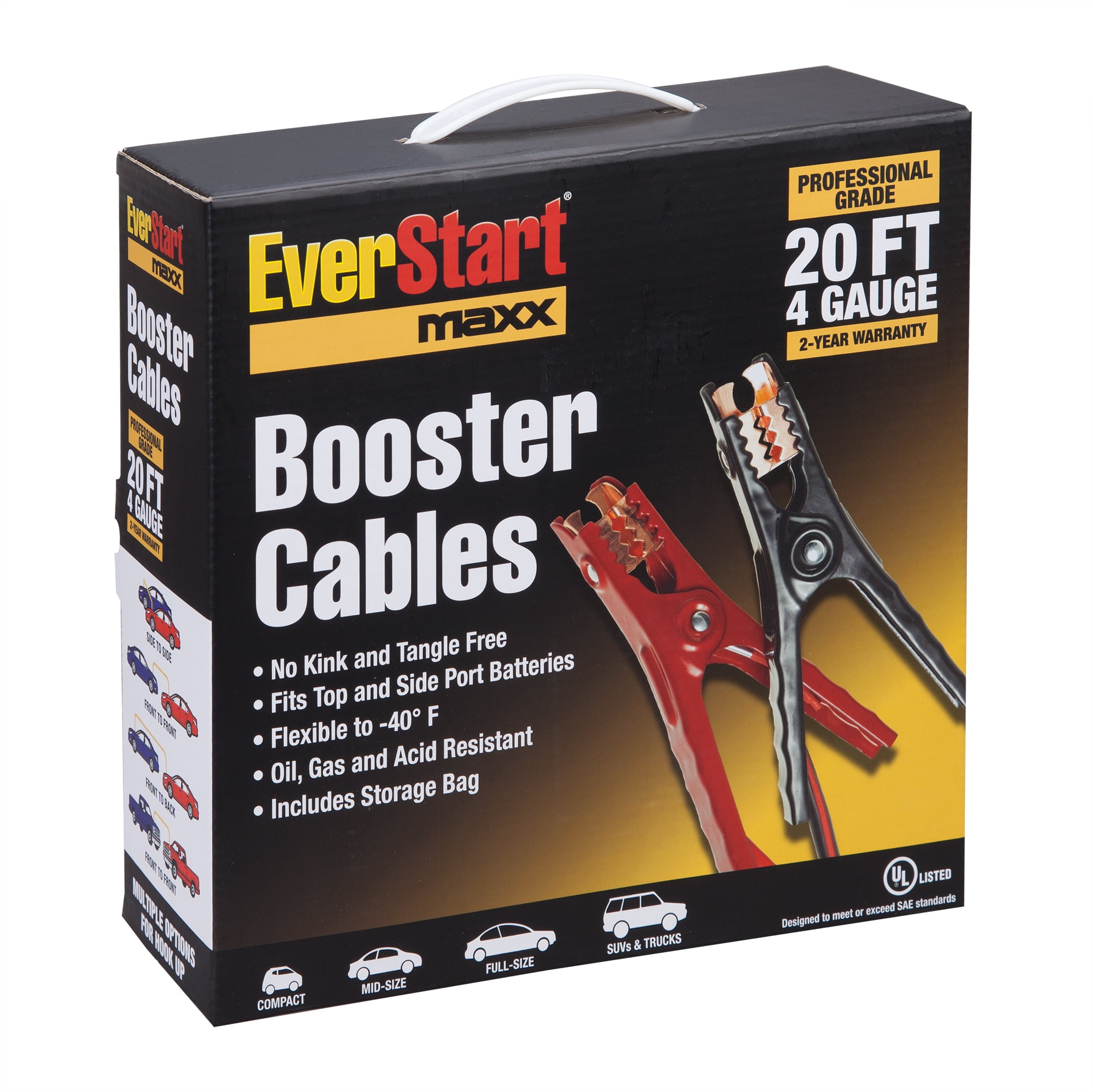 Everstart 20 Foot 4 Gauge, Automotive Booster Cables, Jumper Cables