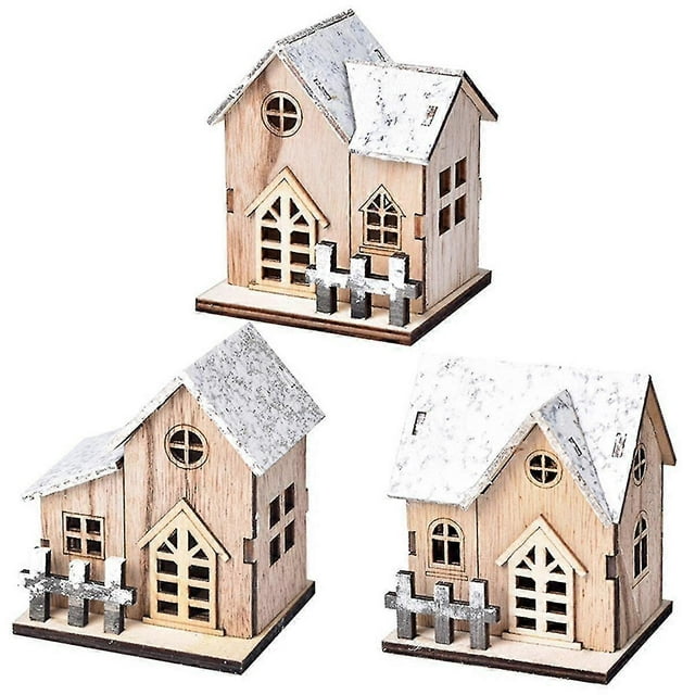 Christmas-village House Decor Wood Rustic Decor With Light Xmas Lantern Decor For Village Collectio