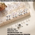 thumbnail image 4 of 5 Pairs Titanium Earrings for Women Men G23 Pure Titanium Earrings for Sensitive Ears Cubic Zirconia Surgical Stainless Steel Flat Back Stud Earrings Hypoallergenic Piercing Sleeper Cartilage Studs, 4 of 6