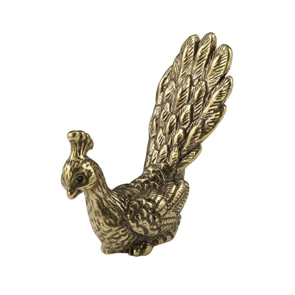 flameer Brass Peacock Figurine Antique Peacock Figurine for Bedroom Home Living Room