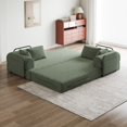 thumbnail image 5 of 78.7-Inch Convertible Sleeper Sofa Bed with Cylindrical Pillow, Chenille Folding Mattress Couch with, Folding Sofa Bed with Side Pocket, Floor Sofa Lounge Couch for Living Room Bedroom Studio (Green), 5 of 11