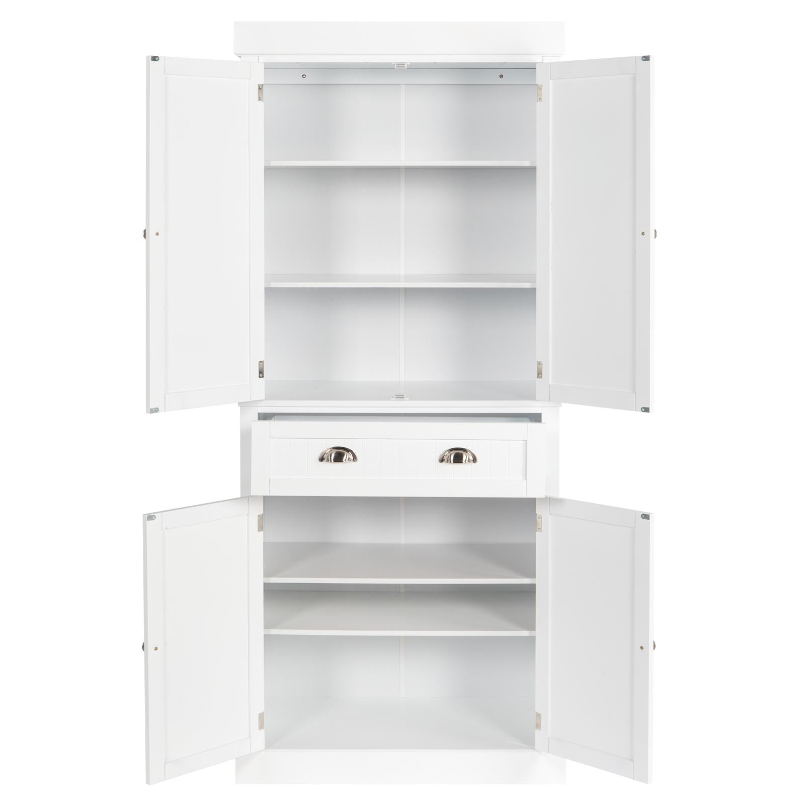 Zimtown 72âH Freestanding Storage Pantry Utility Cabinet with Drawer, Soft Close Doors and Shelves, White