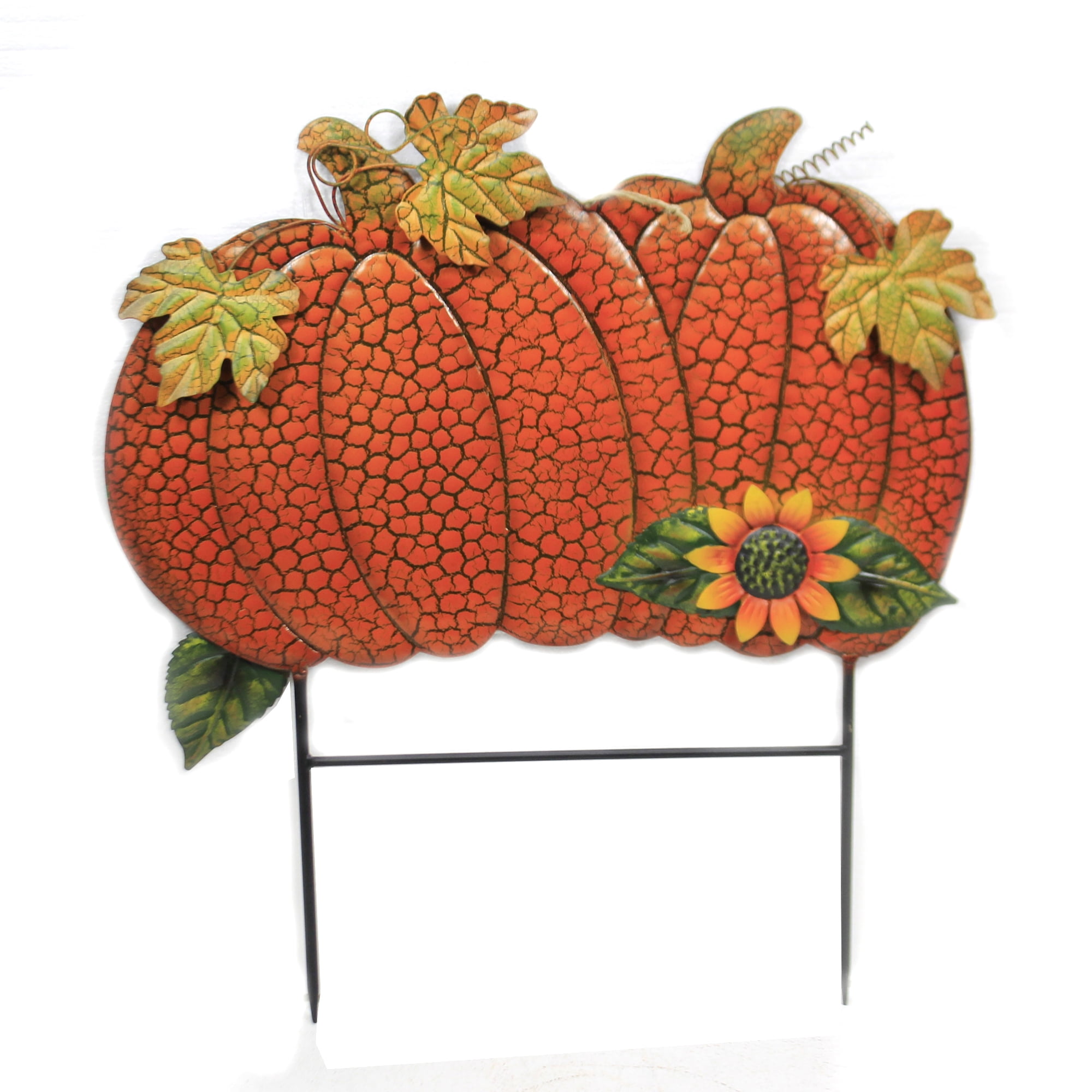 Home & Garden Crackled Fall Pumpkins Stake Thanksgiving Halloween