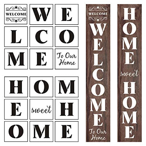 Welcome And Home Sweet Stencil 18 Pack Large Vertical Sign - Large Letter Stencils For Walls