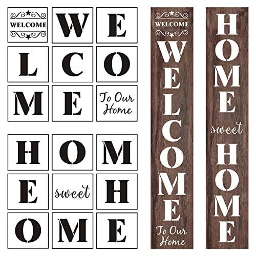 Welcome And Home Sweet Stencil 18 Pack Large Vertical Sign - Large Letter Stencils For Walls Welcome And Home Sweet Stencil 18 Pack Large Vertical Sign - Large Letter Stencils For Walls