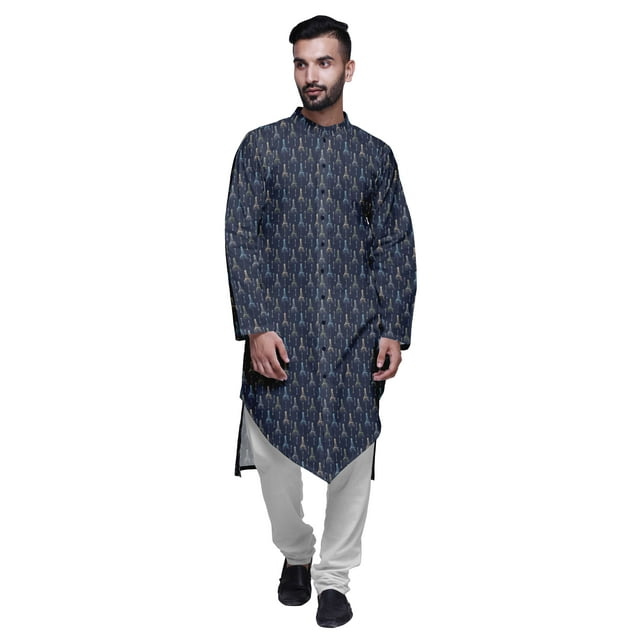 Atasi Kurta à Manches Longues Imprimé avec Ensemble de Pyjama pour Hommes Vêtements d'Été