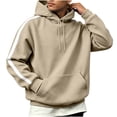 thumbnail image 5 of Gytharion Men's Contrast Stripe Hoodies Drawstring Kangaroo Pockets Solid Color Casual Pullovers Winter Warm Classic Sports Sweatshirts, 5 of 6