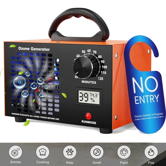 Yolispa 60,000mg/h Ozone Generator Machine, Portable Ozone Machine with Hygrometer & Timer for Removes Odors,Air Purifier for Cars, Homes, Hotels, Kitchens & Pet Areas
