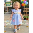 thumbnail image 3 of BemeyourBBs Toddler Baby Girl Back To School Dress Kindergarten Outfits Baby Girls First Day of School Outfit Summer Plaid Dress Apple Book Embroidered Flutter Sleeve Doll Collar Smocked Dress, 3 of 8
