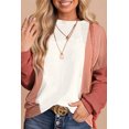 thumbnail image 1 of Women's Apricot Pink Color Block Corded Long Sleeve Top, 1 of 5