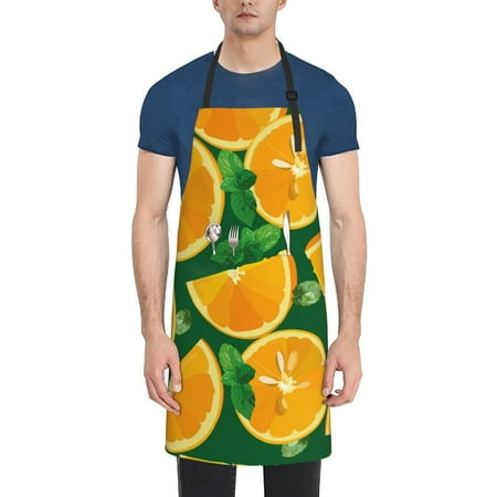 

Lukts Orange Pattern Kitchen Cooking Aprons Adjustable Bib Soft Chef Apron with 2 Pockets for Men Women