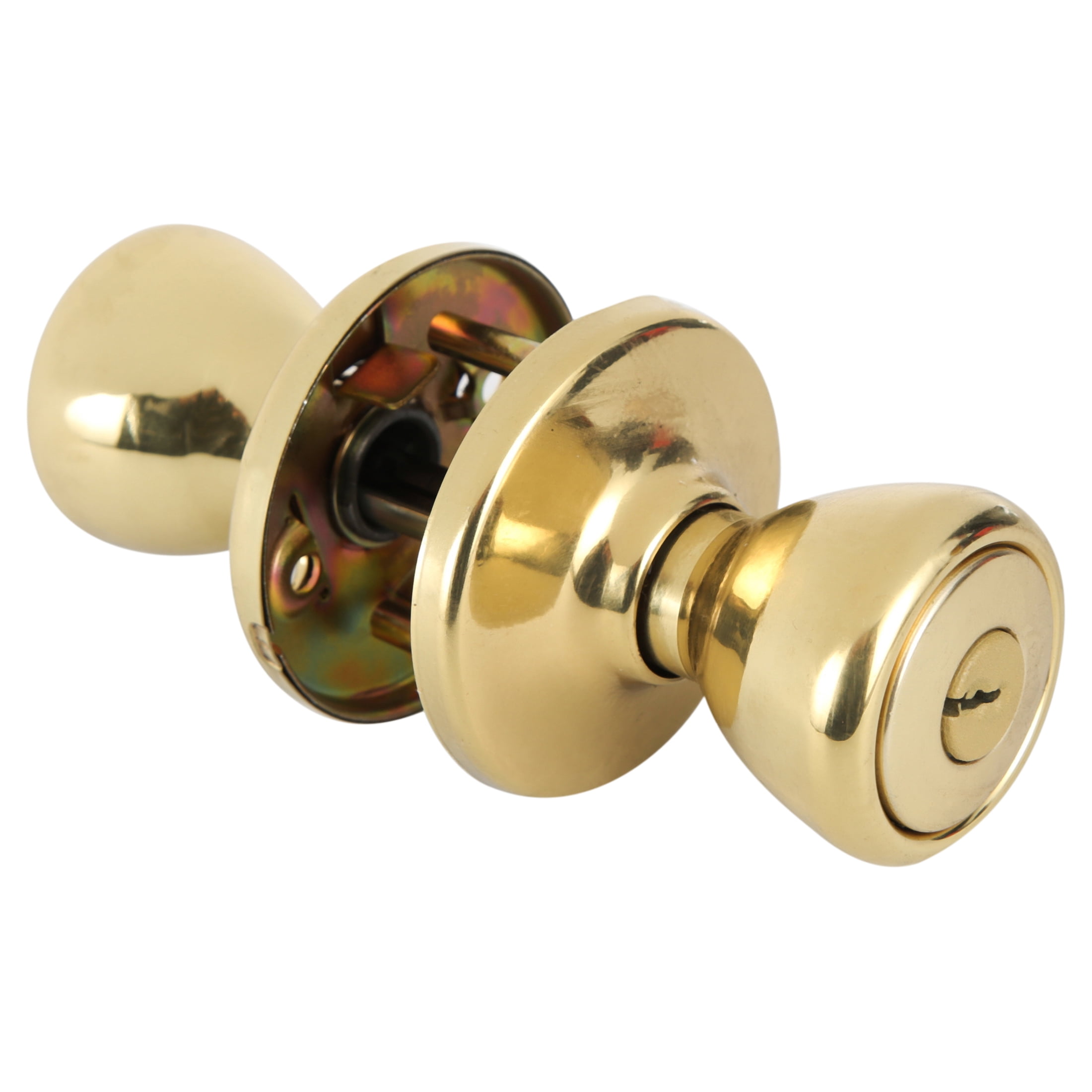 Kwikset 242 Tylo Keyed Entry Knob And Sgl Cyl Deadbolt Project Pack in PB