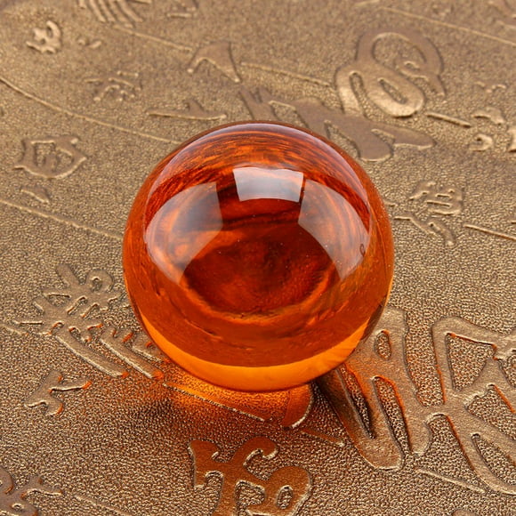 Gupbes Natural Healing Ball 40mm Natural Carved Quartz Sphere Amber Color Healing