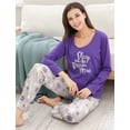 thumbnail image 6 of Women's Two Piece Sleepwear Set Knit Top with Flannel Pants RHW2864, 6 of 7