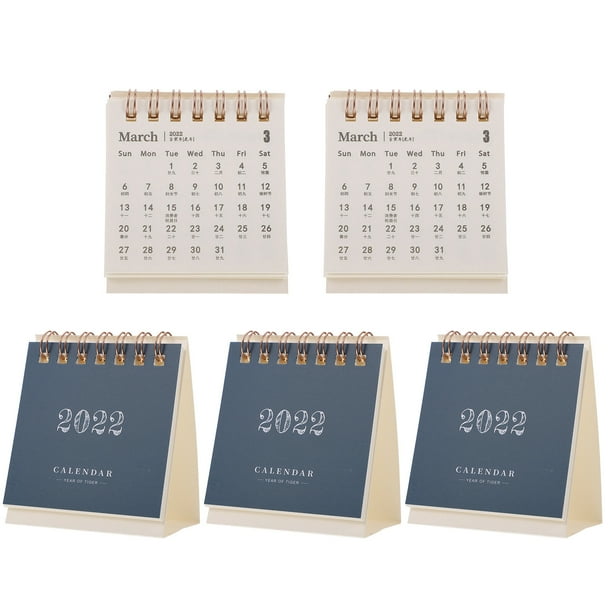 5pcs Desktop 2022 Calendarios Tabla de papel Calendarios Anuario Agenda Planificadores
