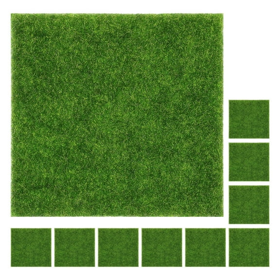 NUOLUX 10Pcs Faux Grass Mat Artificial Turf For Decors Realistic Simulation Of Real Turf 15X15X0.4in