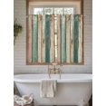 thumbnail image 7 of Tier Curtains 45 Inches Long, Farmhouse Teal Brown Window Treatment Curtain Drapes, Vintage Retro Ombre Wooden Small Curtain Drapes for Bathroom Laundry Room, 27.5"x45", 2 Panels, 7 of 7